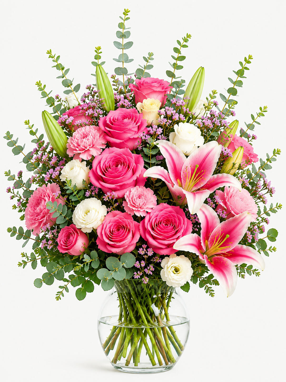 Vibrant floral bouquet in glass vase